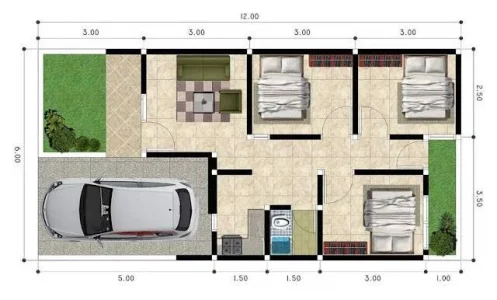denah Rumah kayu minimalis